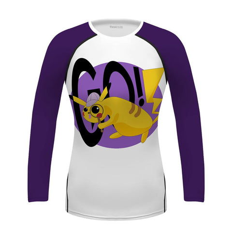 Pikachu Purple Long Sleeves Funny Women's BJJ Rash Guard