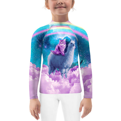 Kids Thug Space Cat Donut Funny Long Sleeve Full Print Rash Guard