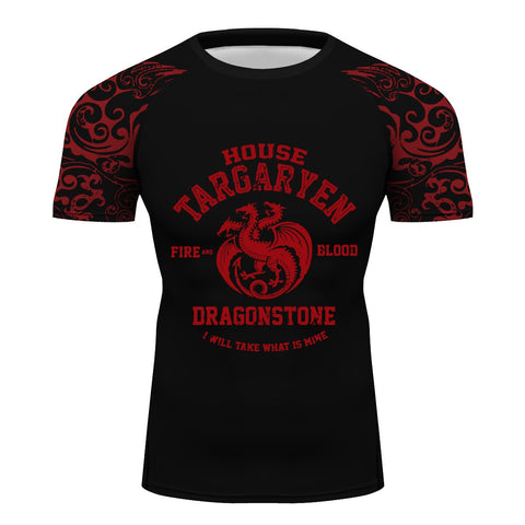 Game of Thrones House Targaryen Full Printing short Sleeve T-shirt Gym Sport