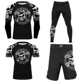 NO GI Skull & Crossbones BJJ Rash Guards Spart Shorts Set