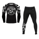 NO GI Skull & Crossbones BJJ Rash Guards Spart Shorts Set